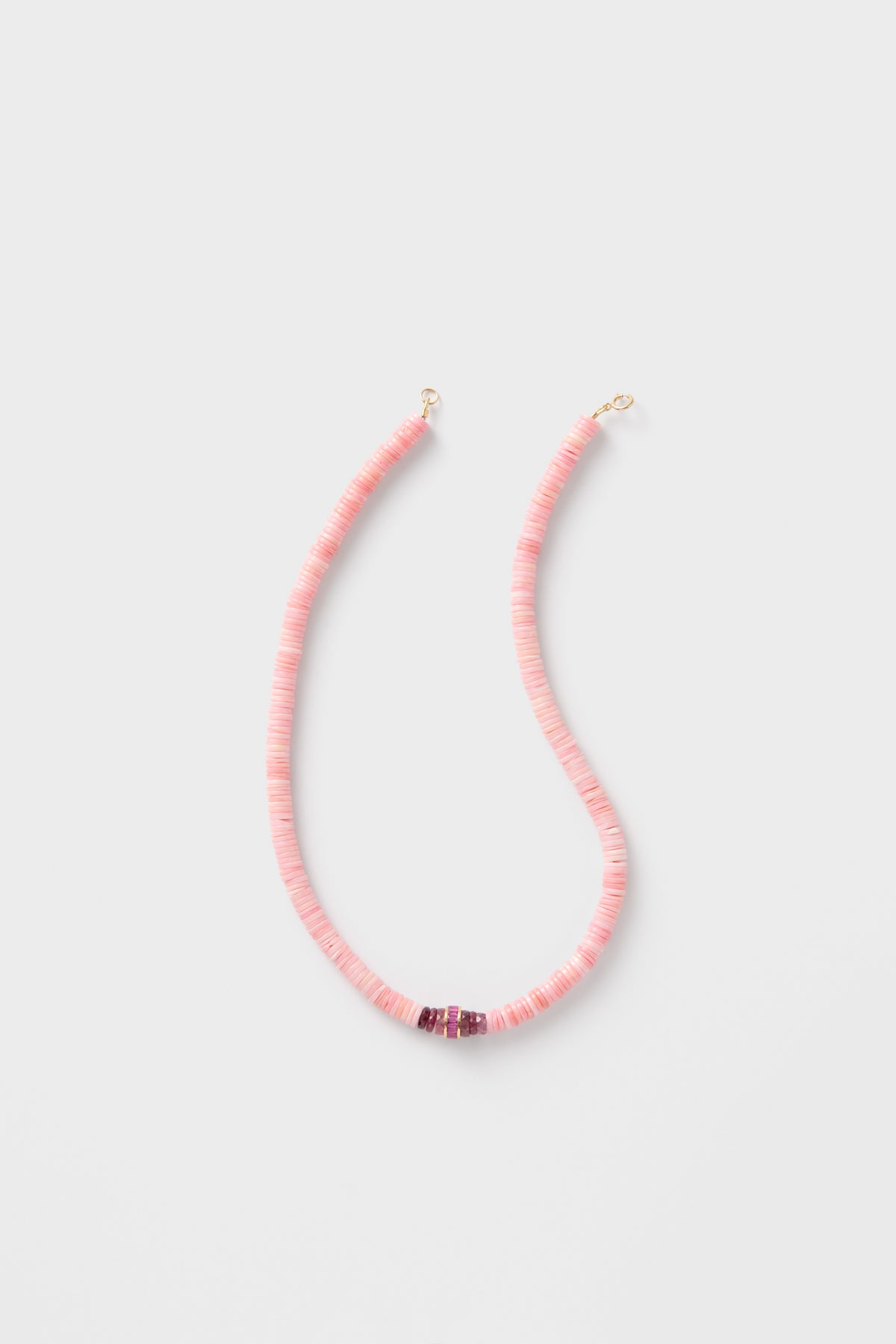 Conch With Ruby Barrel Bead Necklace