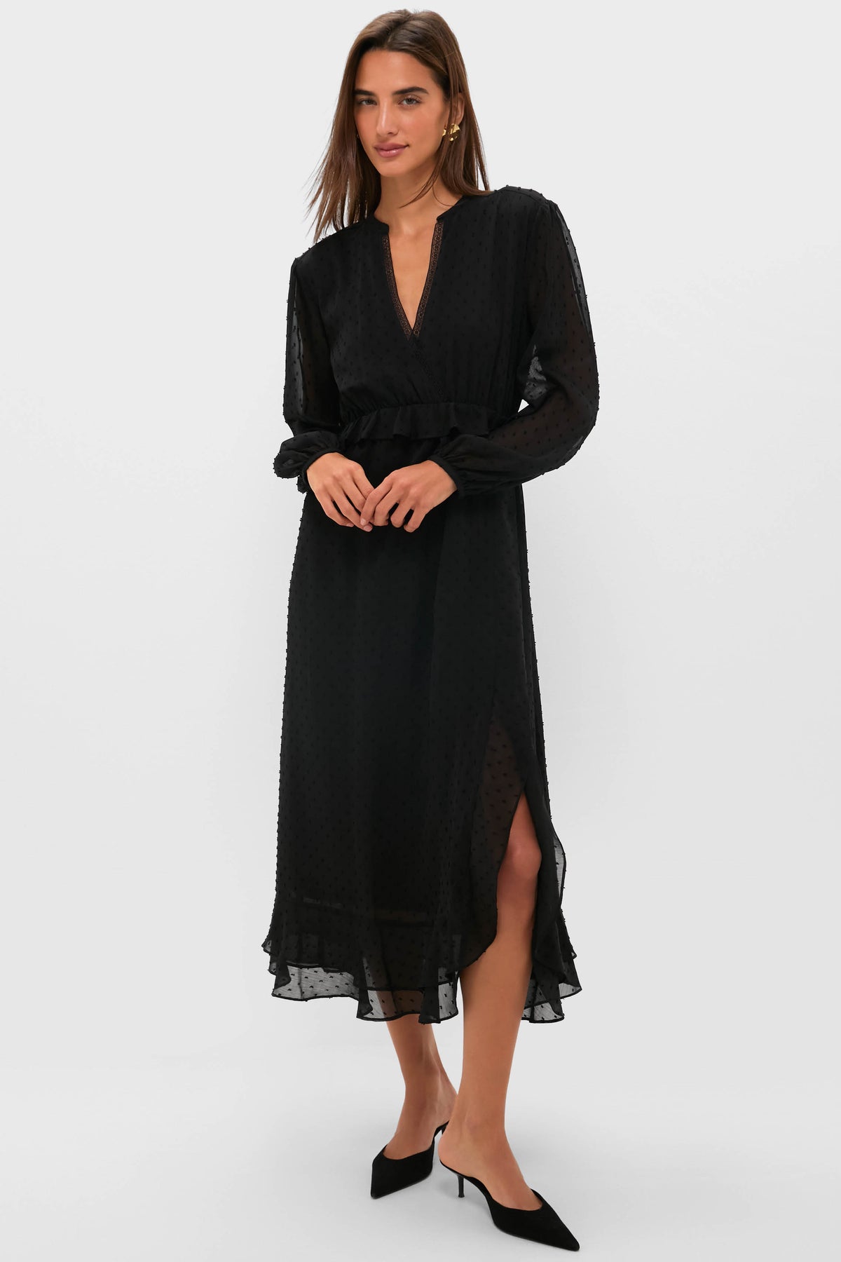 Pomander Place Black Textured Dot Selwyn Dress Black / XXS Pomander Place Black Textured Dot Selwyn Dress Black / XXS