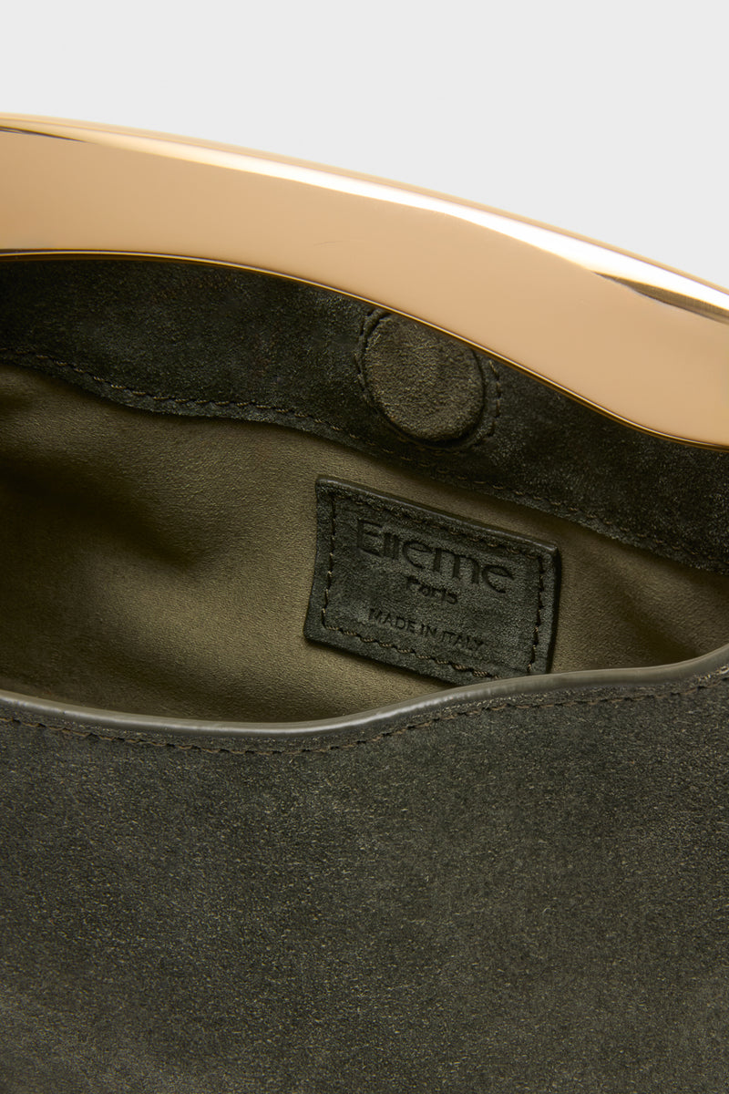 Khaki Suede Mini Boomerang Bag