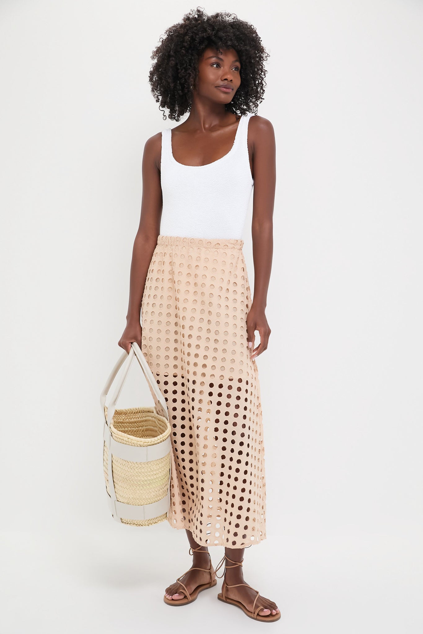 Tan Cotton Eyelet Eve Skirt