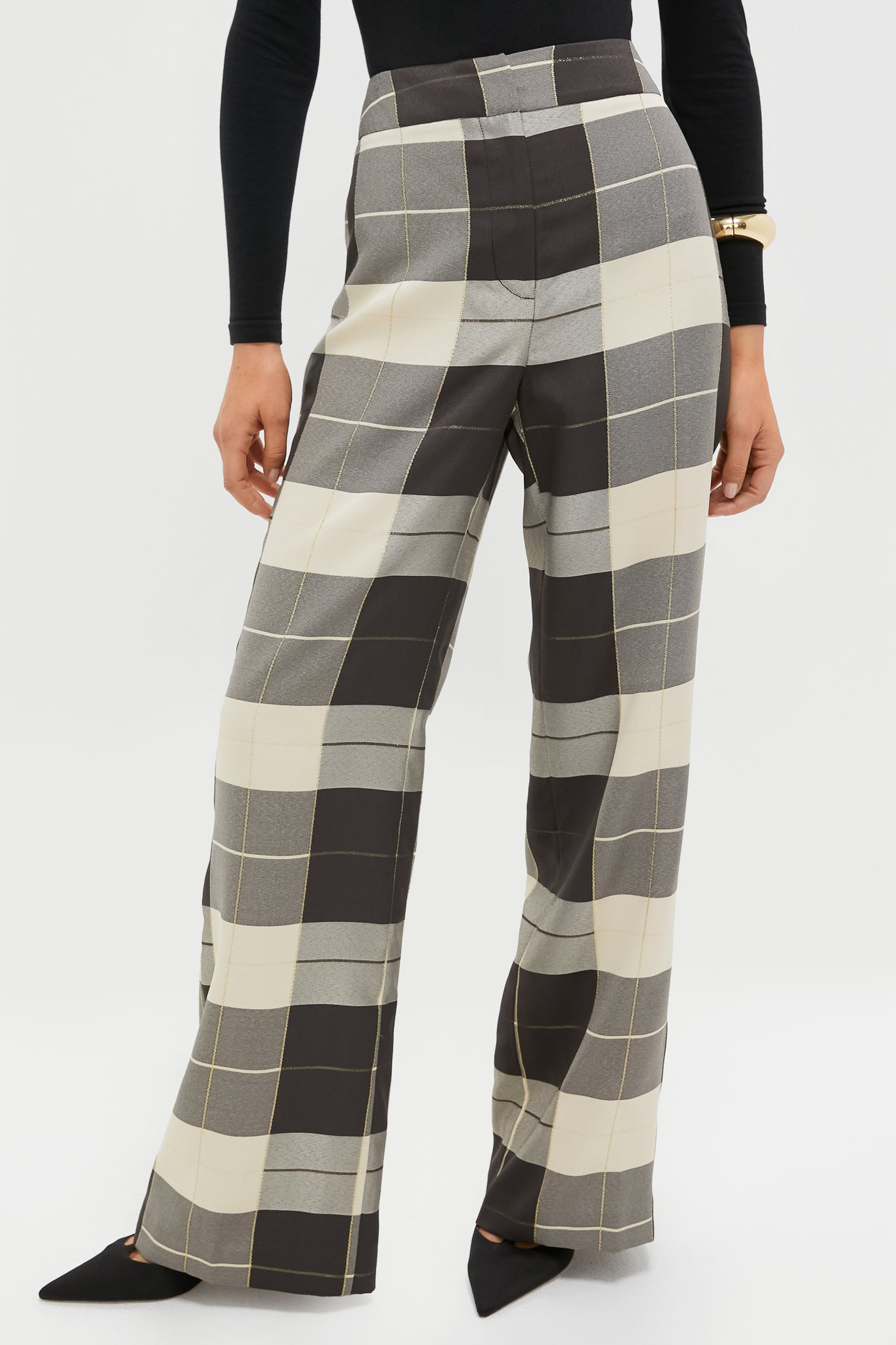 Smokey Joe’s Tartan Check Wide Slacks Joe Browns Women's Fashion Tartan Check Zip Detail Skinny Trousers