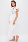 Off White Embroidered Midi Dress