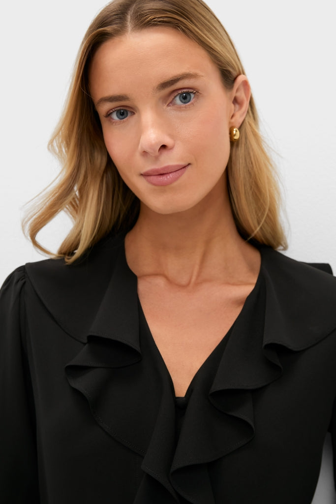 Black Ruffle Eileen Button Down Shirt