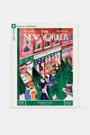 A New York Puzzle Company jigsaw featuring Ilonka Karasz’s illustration of people gathered in front of a store.