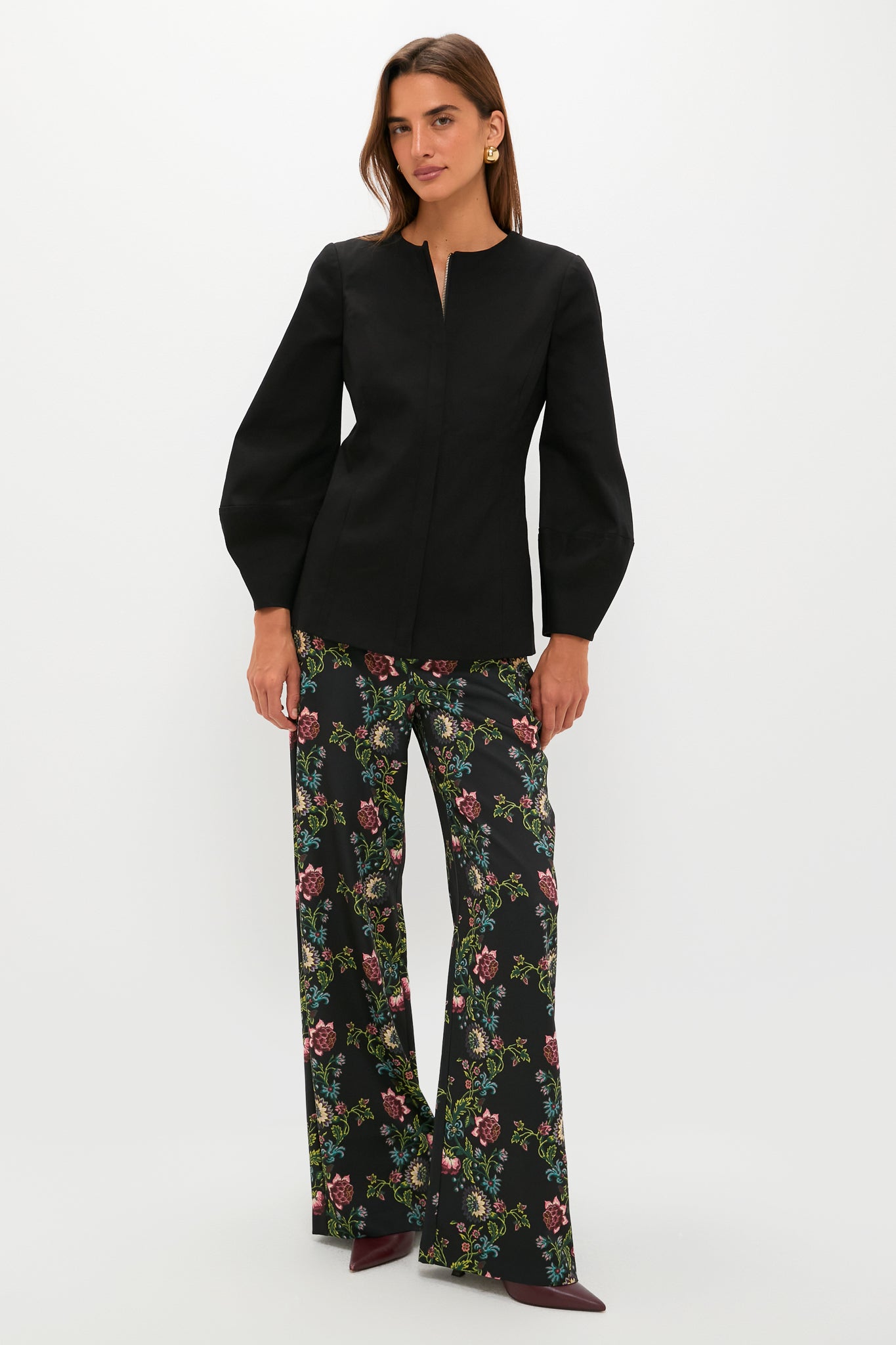 Black Long Sleeve Structured Rhoda Tunic Top