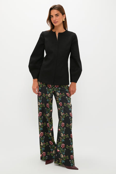 Black Long Sleeve Structured Rhoda Tunic Top