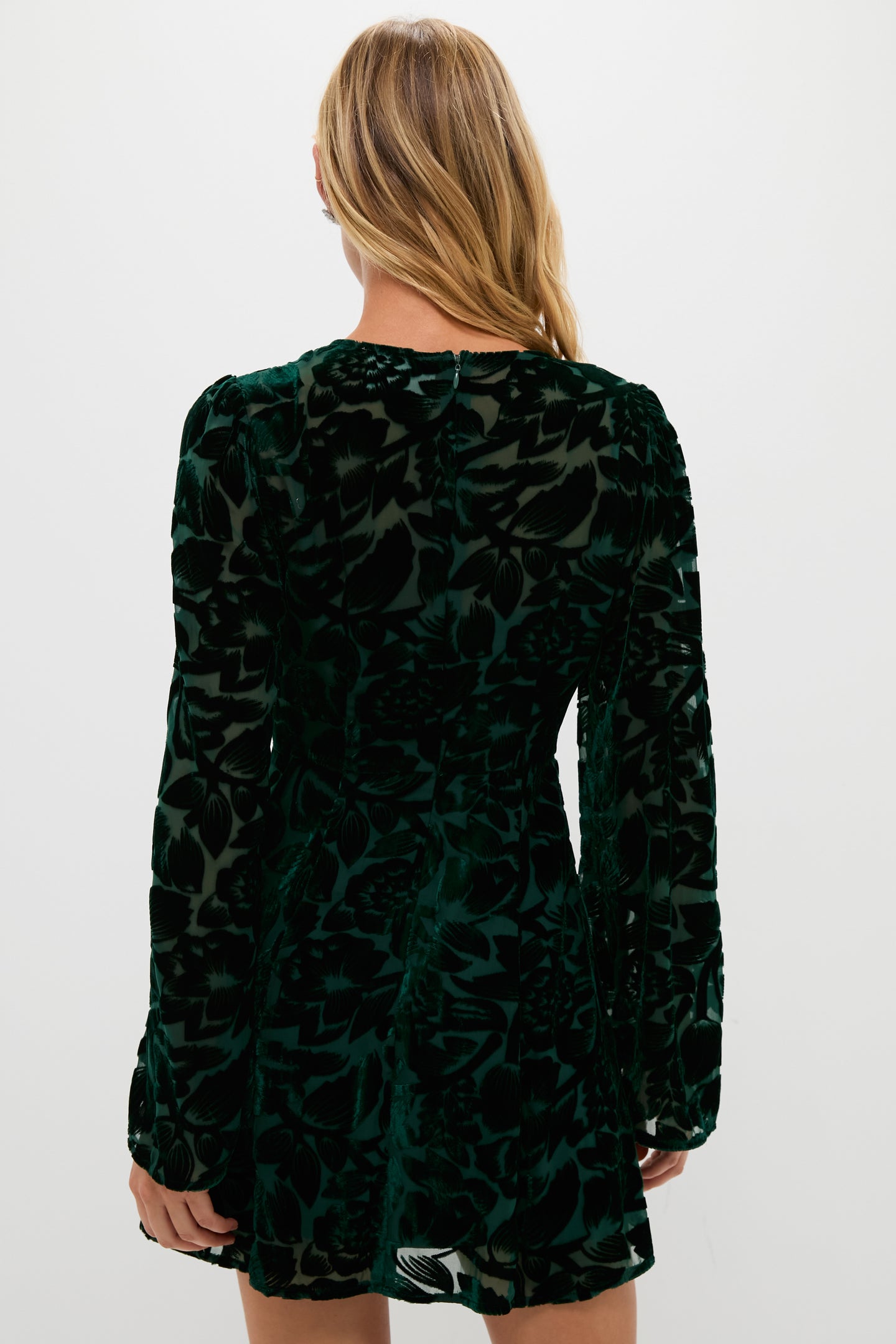 Emerald Green Burnout Velvet Oaklynn Mini Dress