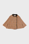 Checked Double Breasted Cape in Brown