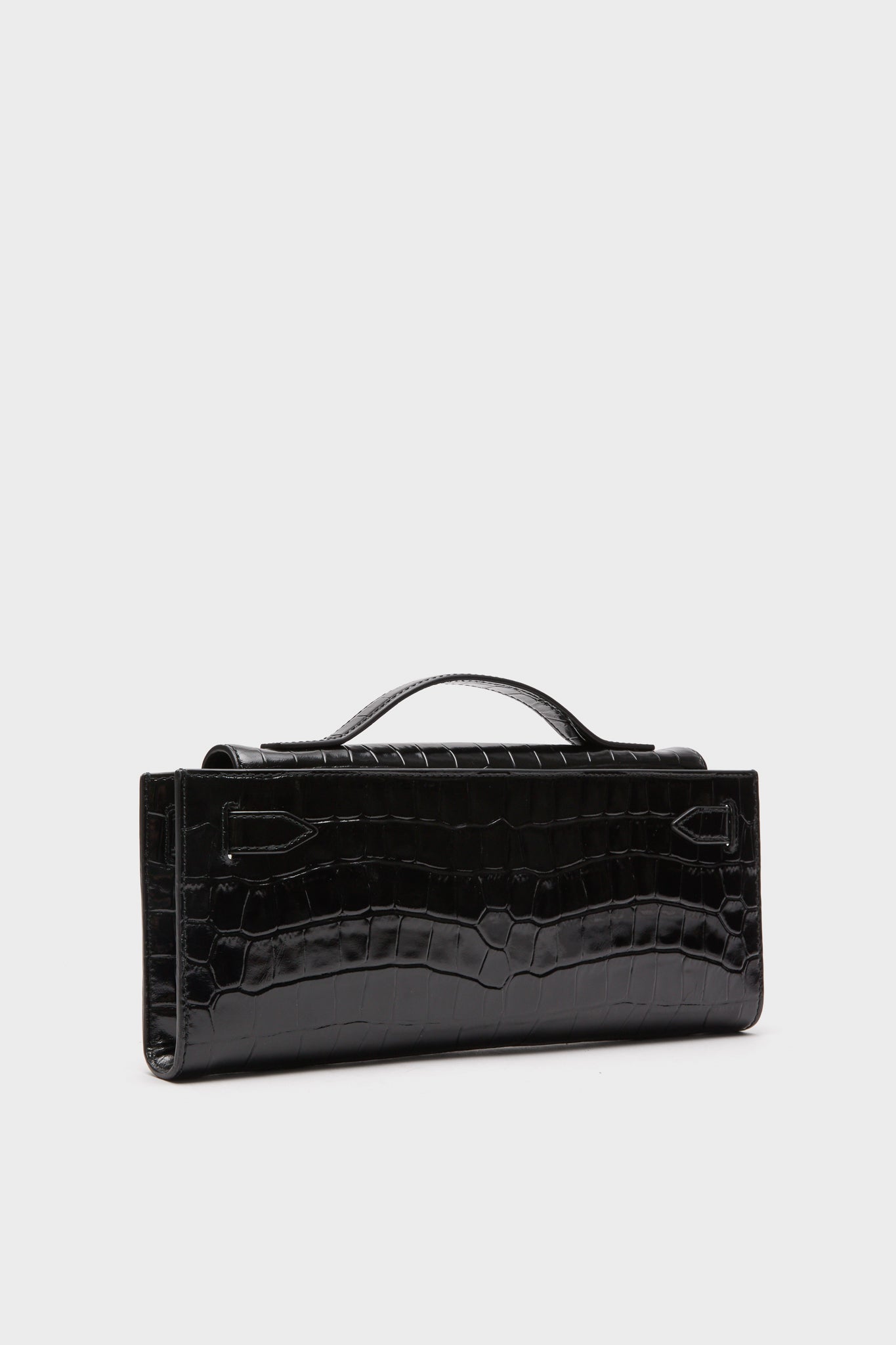 Black Croc Embossed Veronica Beard Dash Clutch