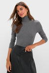 Gray Lightweight Ribbed Topanga Turtleneck 