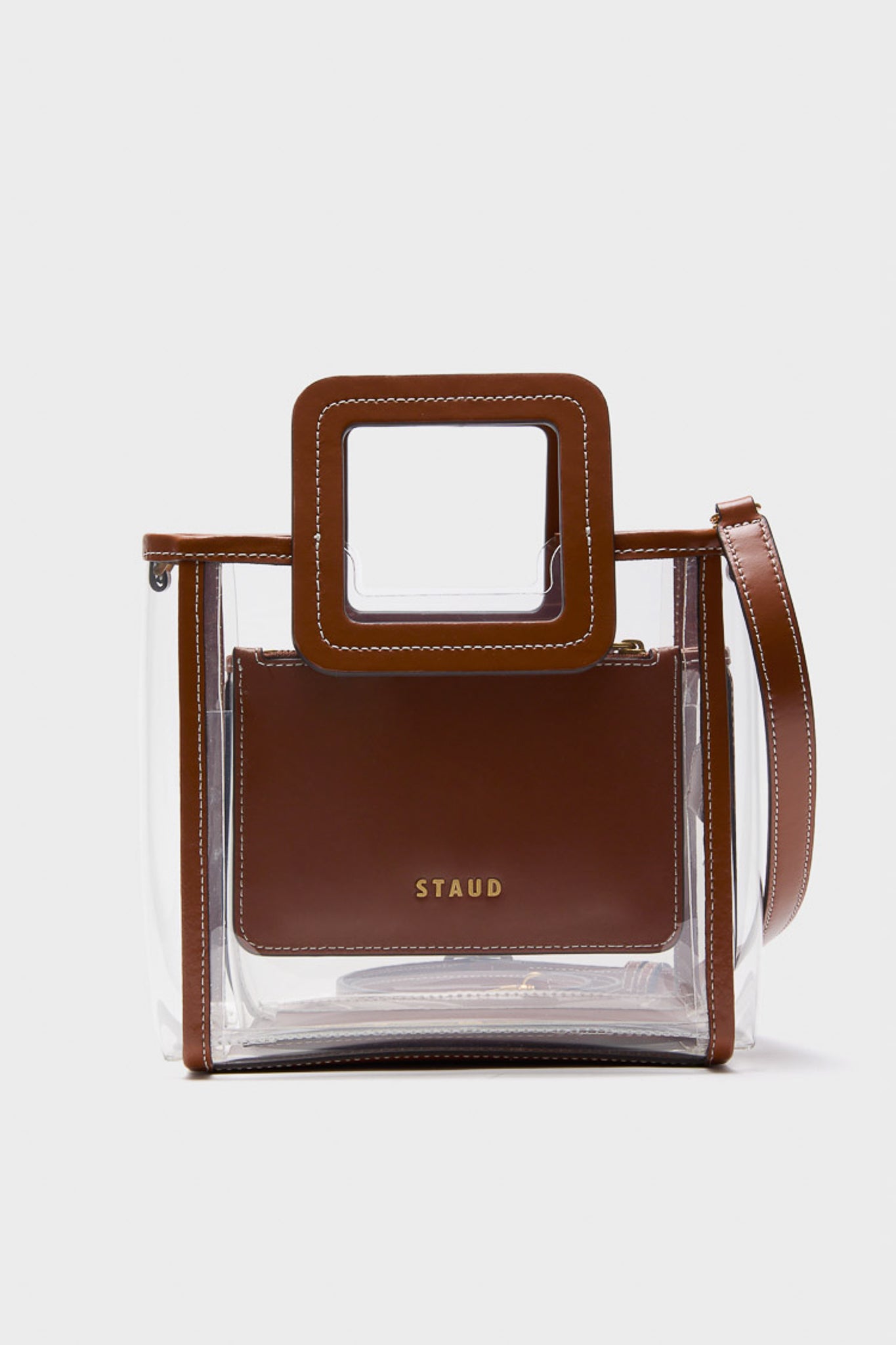 Clear and Tan Stadium Mini Shirley Bag | STAUD
