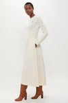 Authentic Cream Crewneck Long Sleeve Fit and Flare Dress