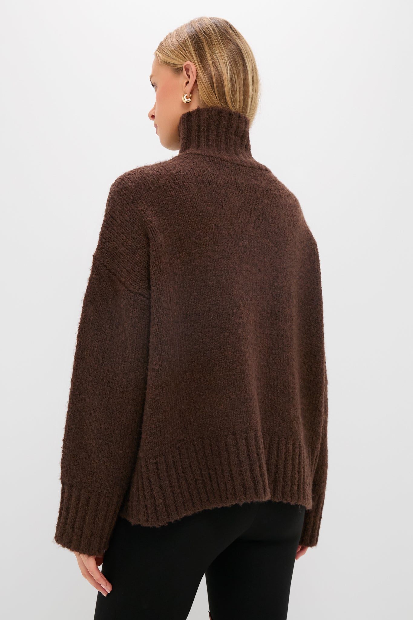 Chocolate Boucle Hannah Turtleneck Sweater
