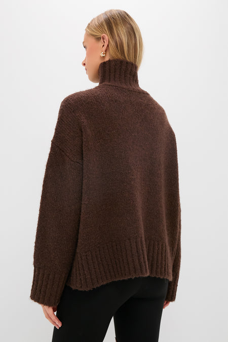 Chocolate Boucle Hannah Turtleneck Sweater