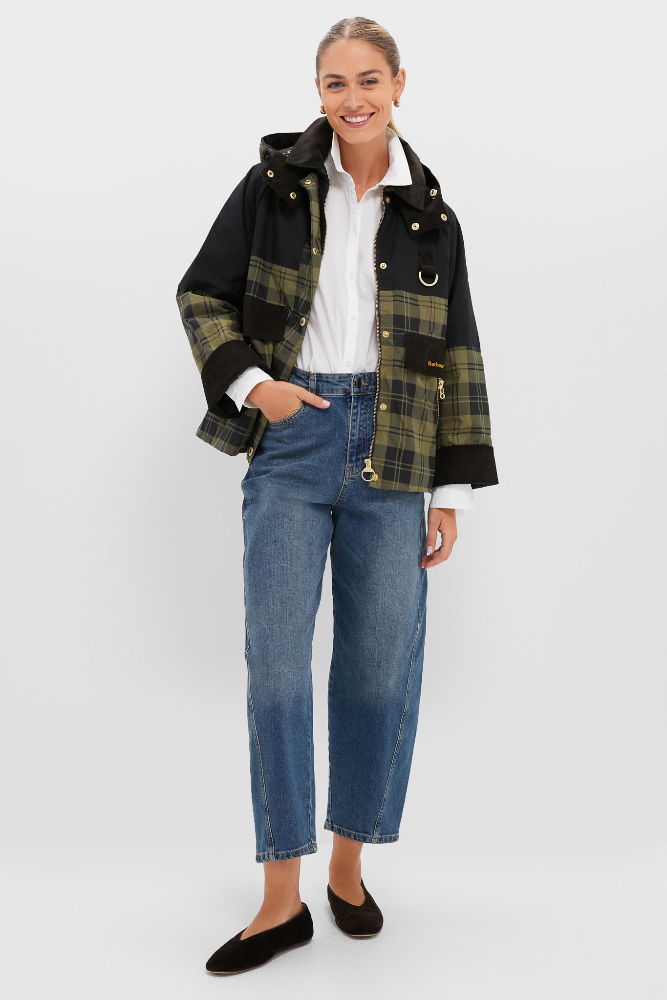 Olive and Black Check Elaine Showerproof Jacket | Barbour