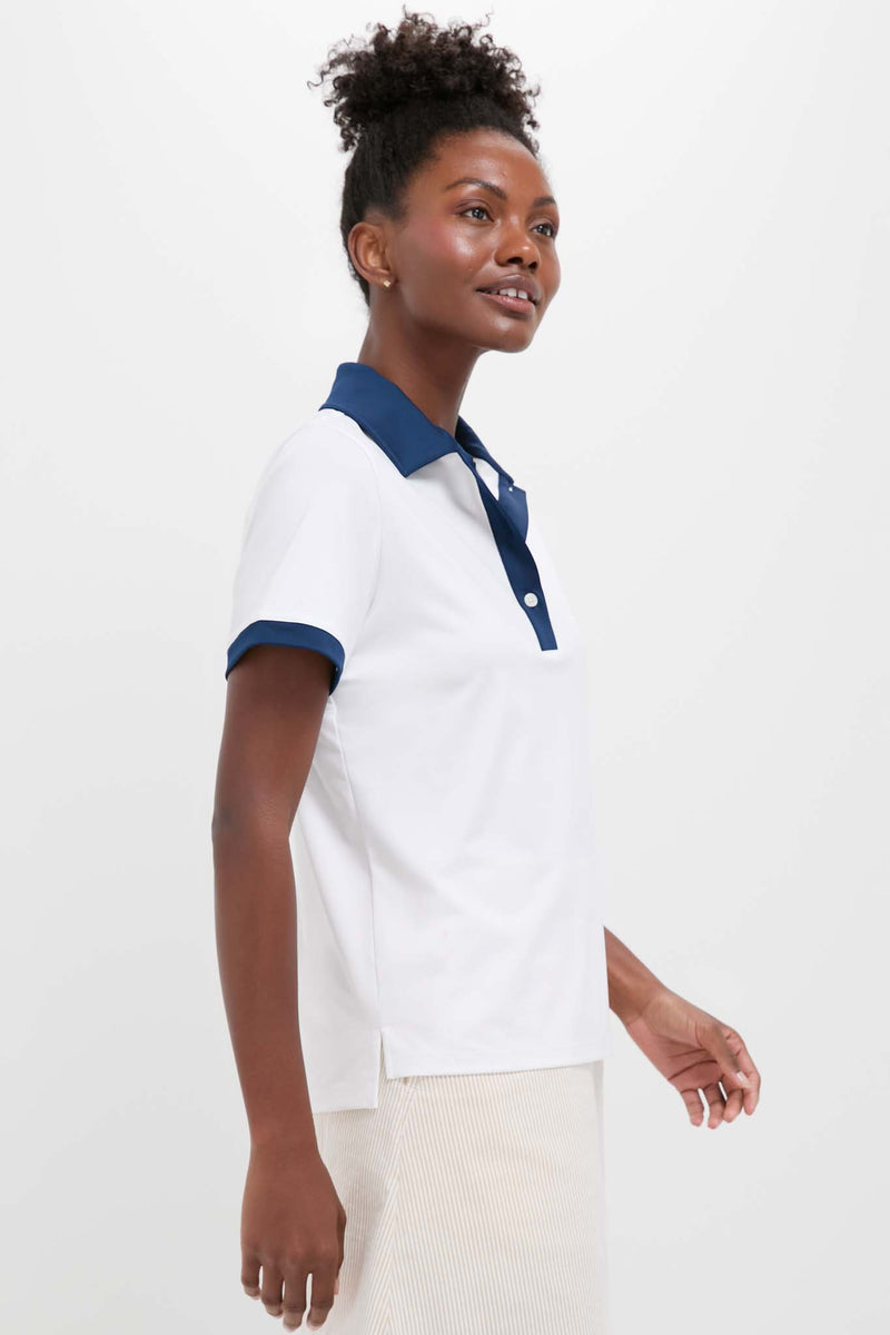 White and Blue Performance Jersey Zoe Polo