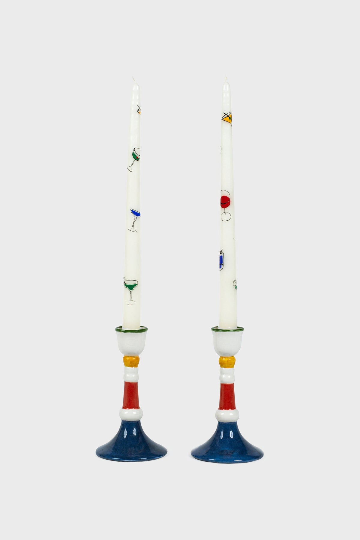 Cocktails Hand-Painted Taper Candles (Set of 4)