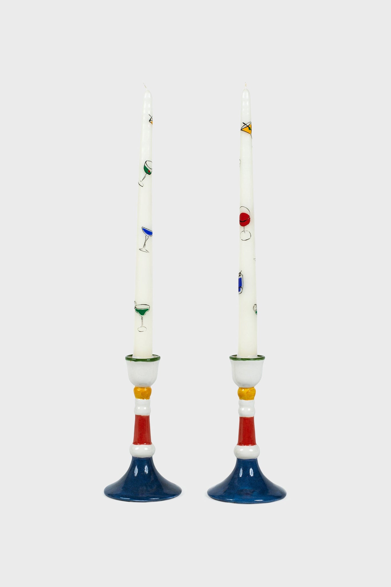 Cocktails Hand-Painted Taper Candles (Set of 4)