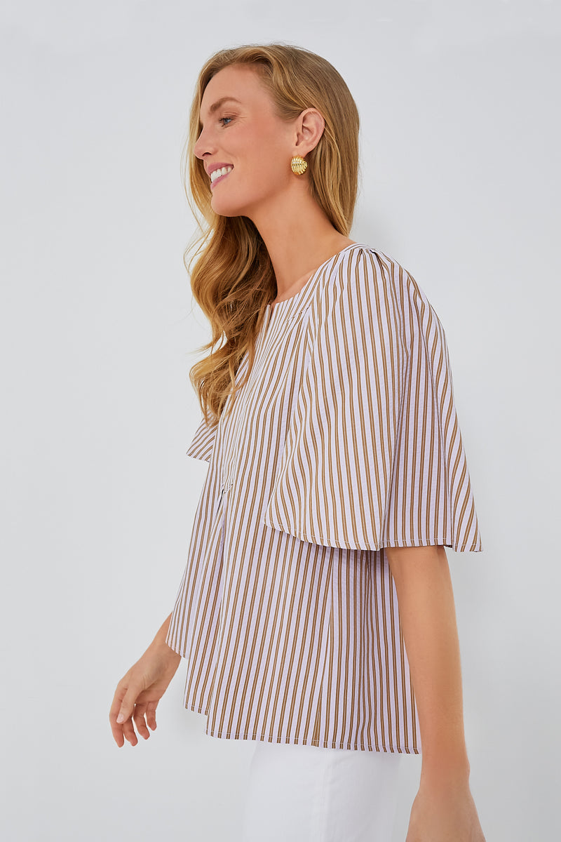 Lilac Stripe Seersucker Finley Flutter Sleeve Top