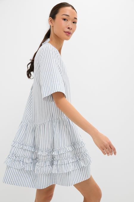 Egret Stripe Cotton Mini Dress