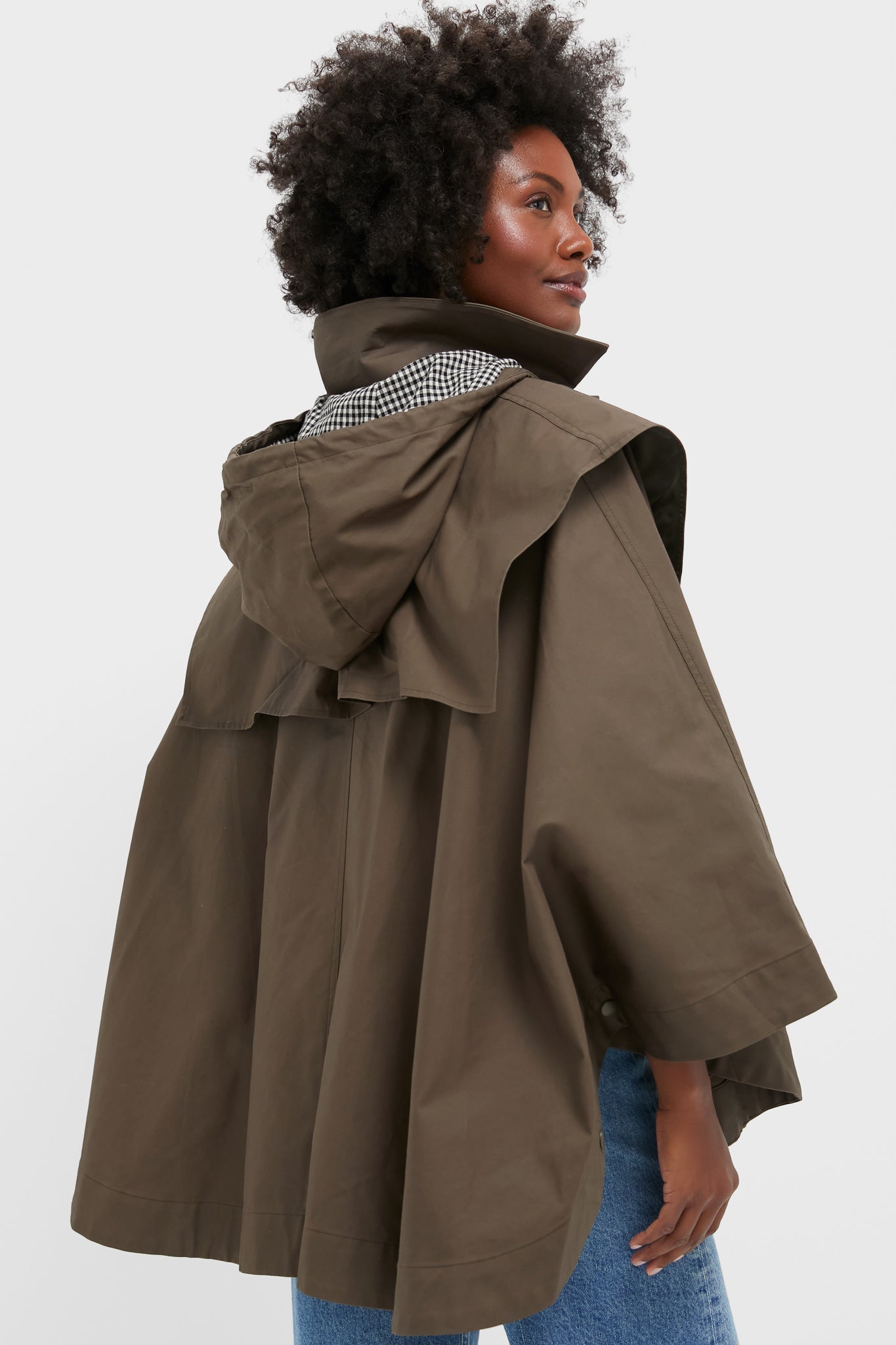 kapoc PONCHO 東炊き染めリネン プルオーバー ポンチョ ワケアリ Olive Fletcher Wax Poncho | Tuckernuck