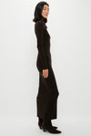 Brown Melange Rib Knit Turtleneck Column Dress