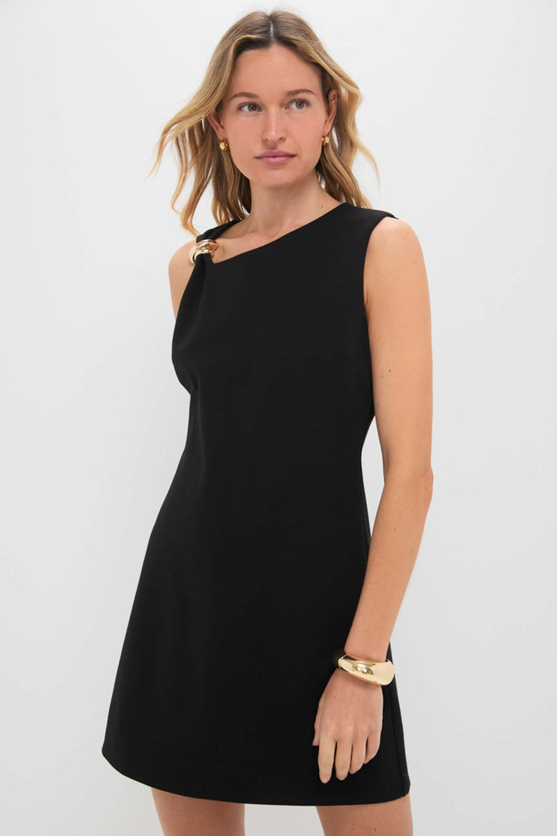 Black Asymmetrical Angelique Mini Dress