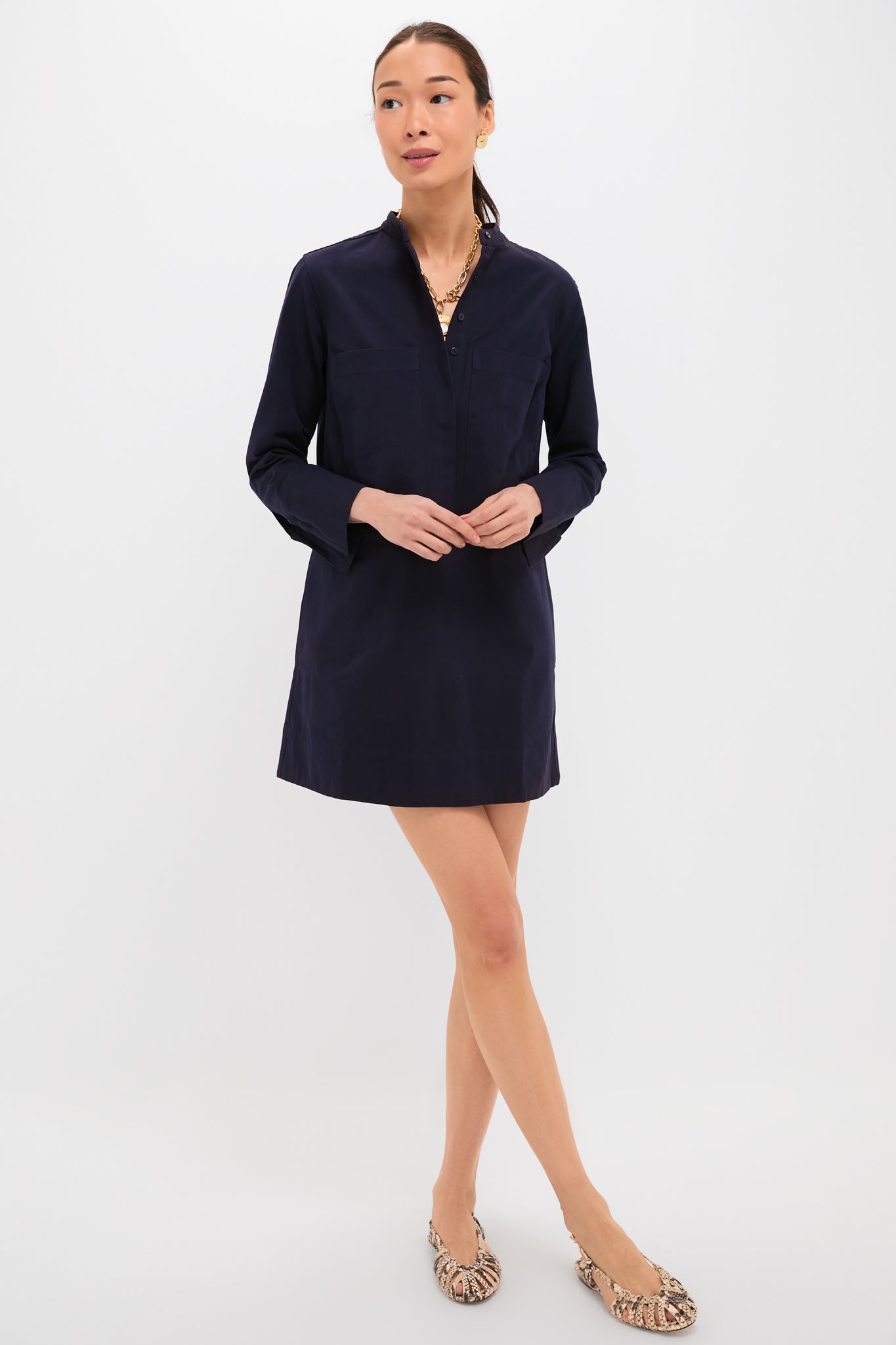 Navy Twill Denim Rohan Shirt Dress