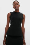 Black Reville Birdseye Suiting Top