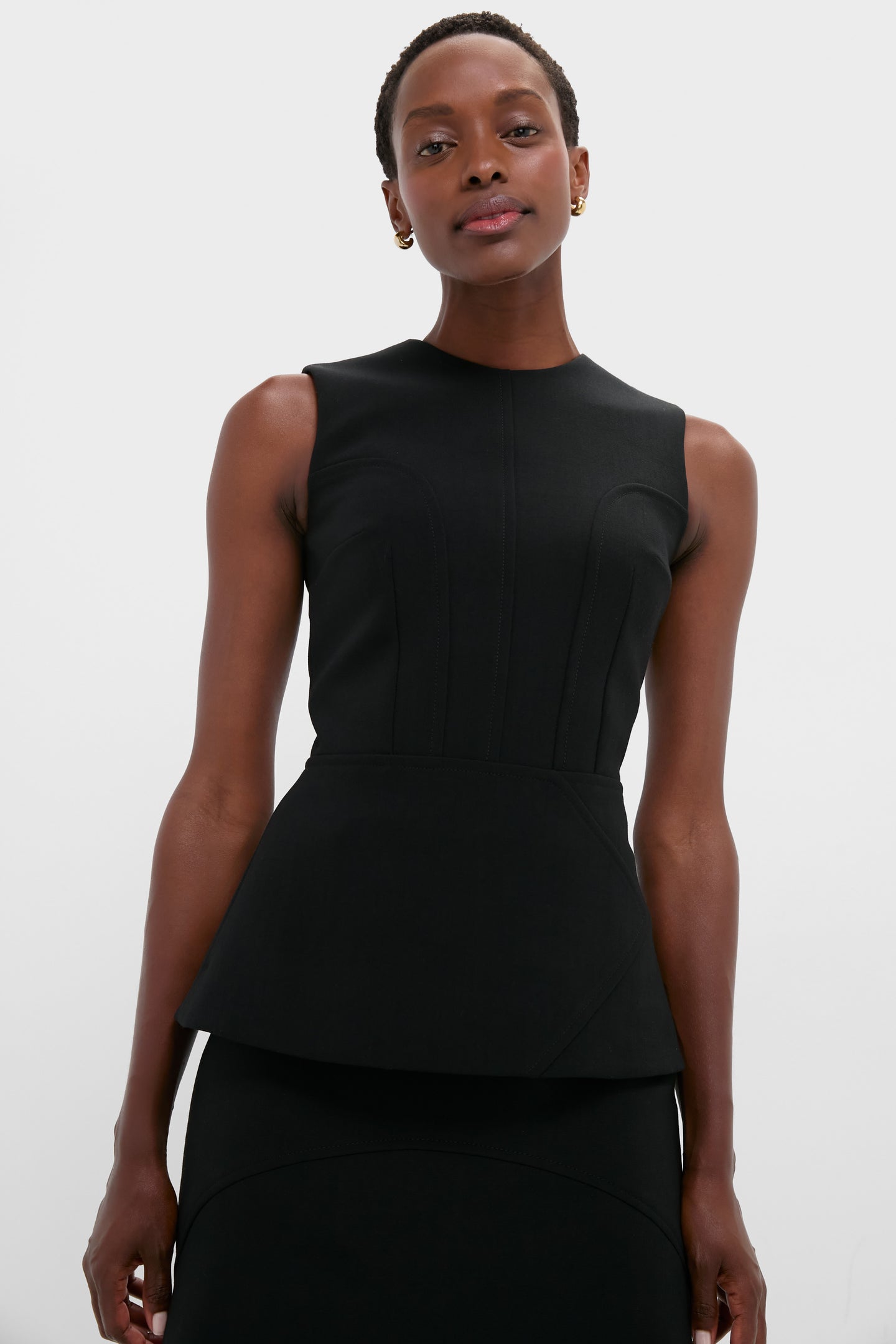 Black Reville Birdseye Suiting Top