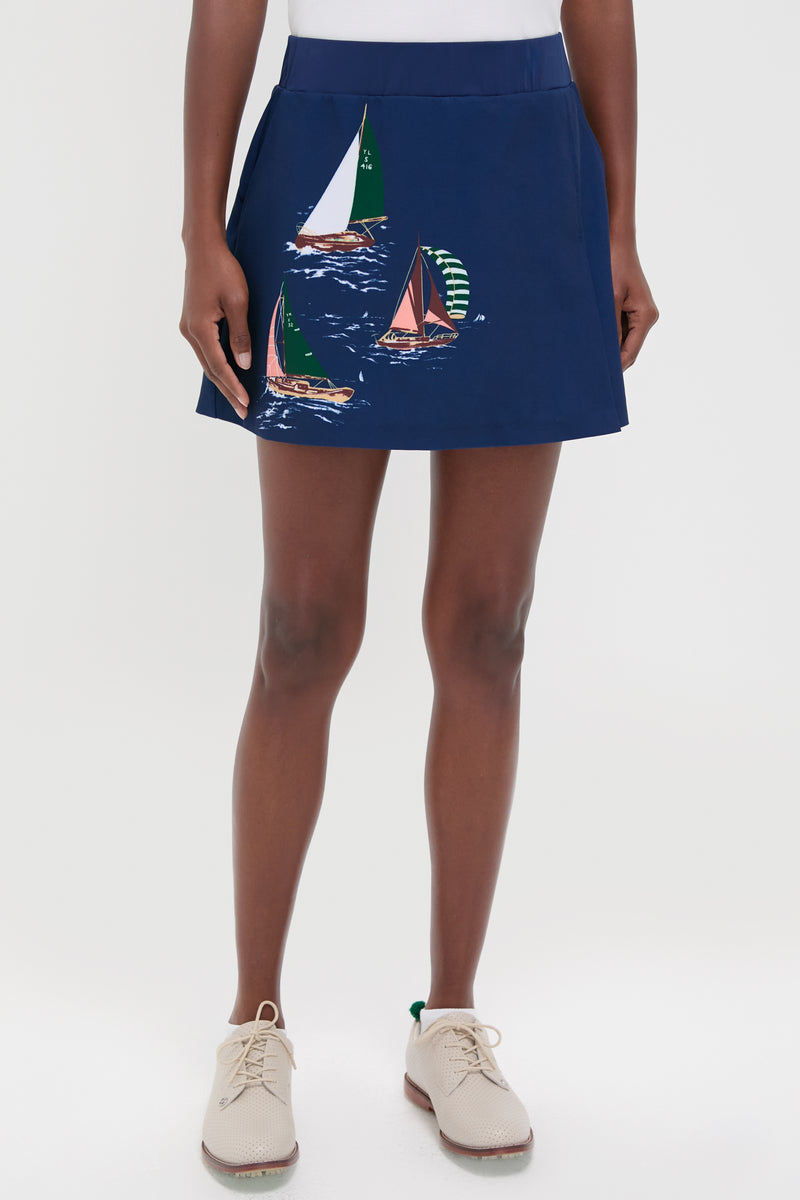 Navy Sail 15 Inch Performance Stretch Woven Halliet Golf Skirt