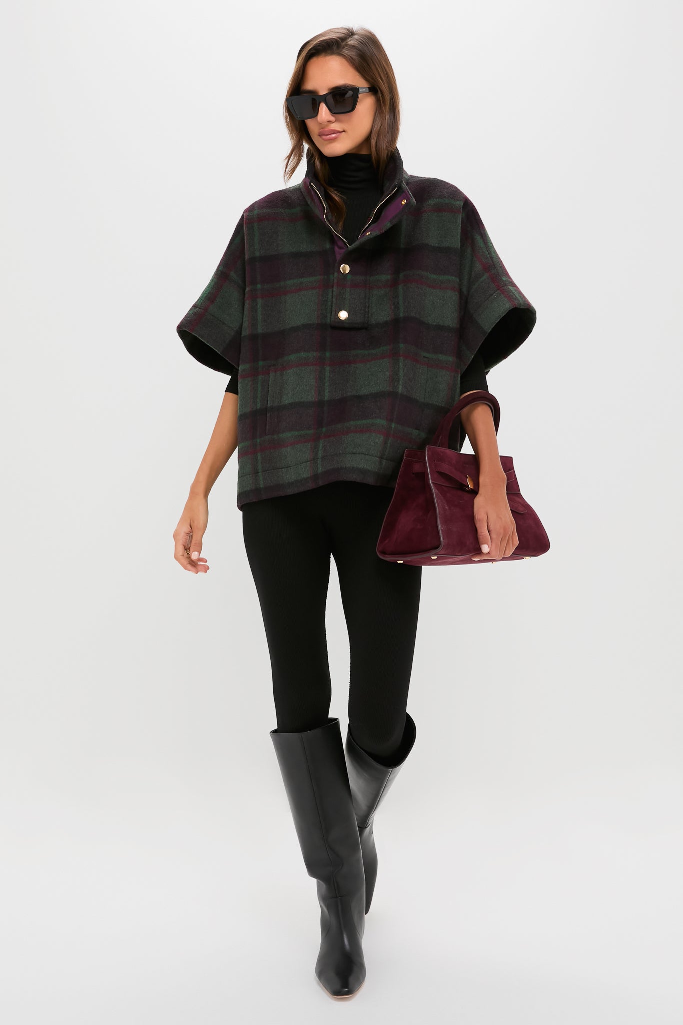 Forest Plaid Wool Winthrop Poncho