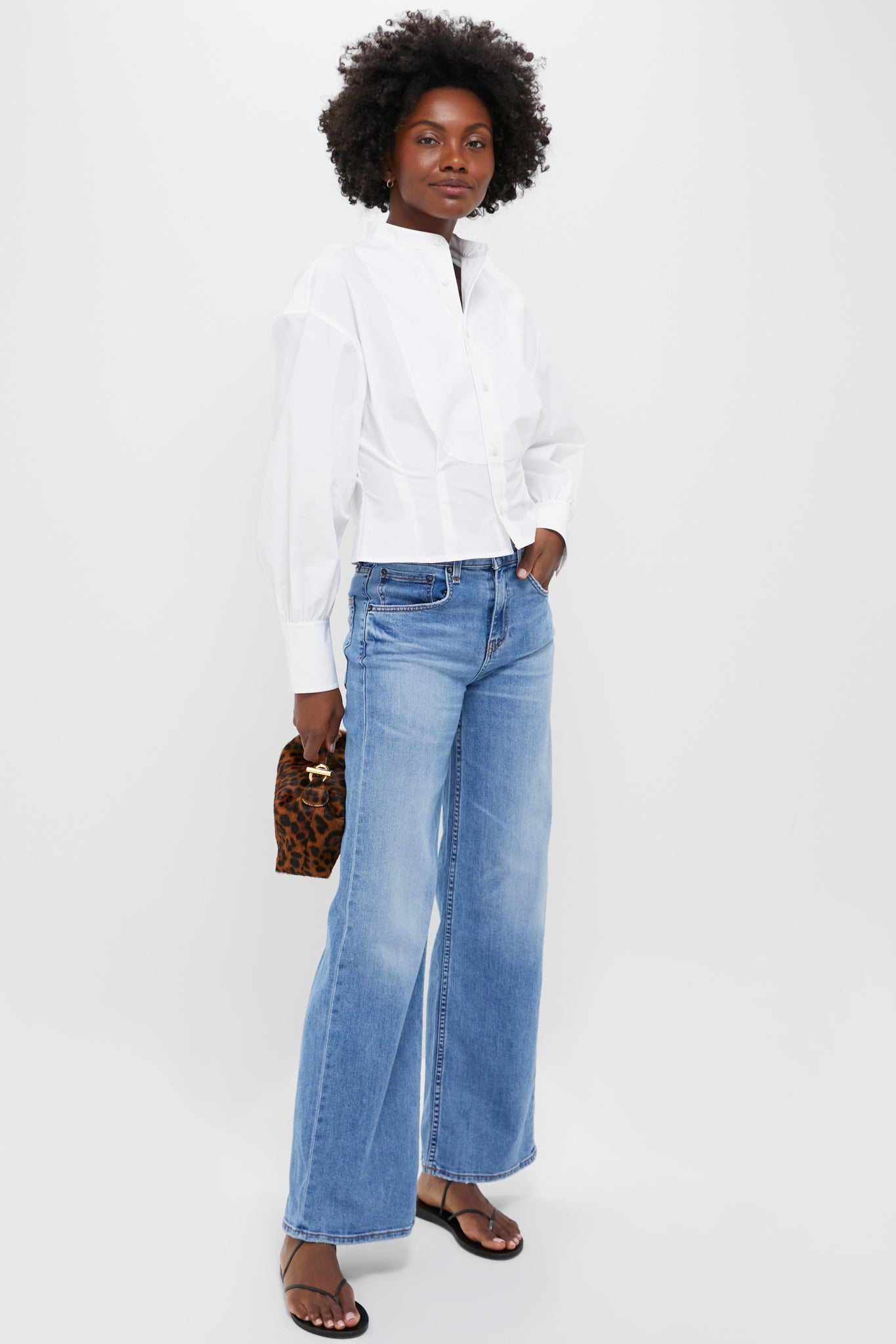 White Cotton Poplin Woven Long Sleeve Collared Sport Shirt