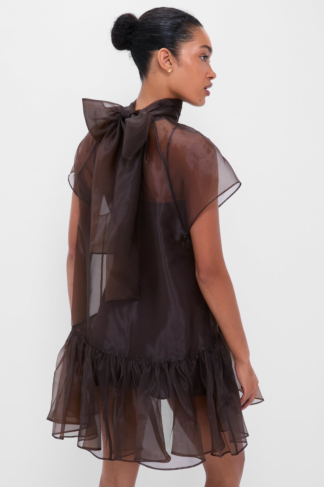 Chocolate Beaux Tiered Mini Dress | SIMKHAI
