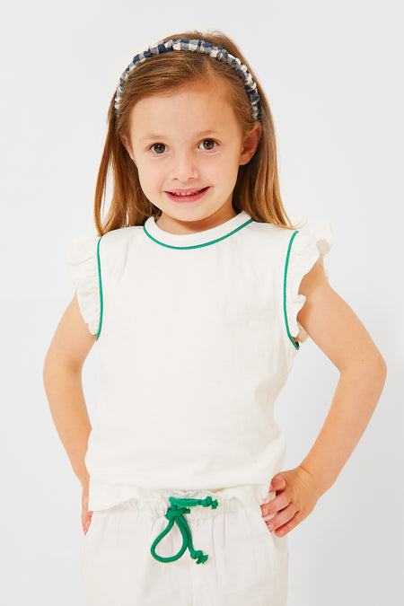 Exclusive Green Piping White Adrian Tee