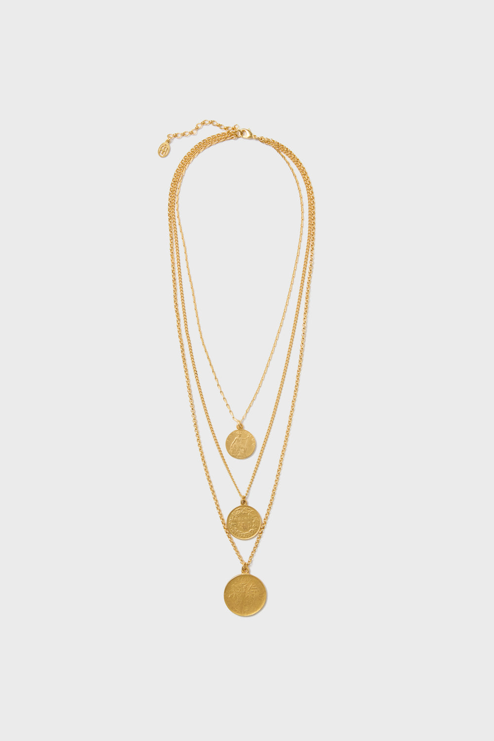 Gold Moroccan Coin Three-Chain Necklace