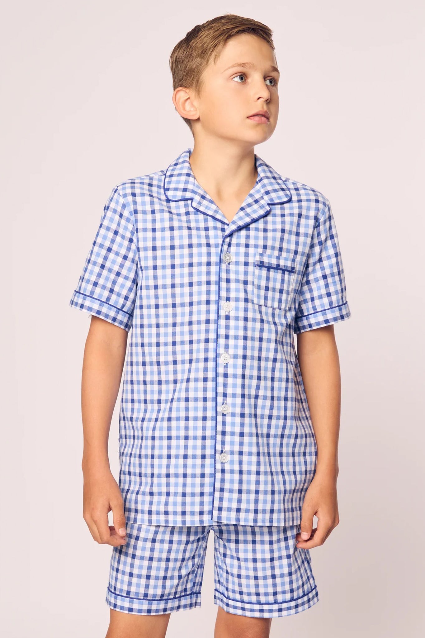 Kid's Royal Blue Gingham Short Set