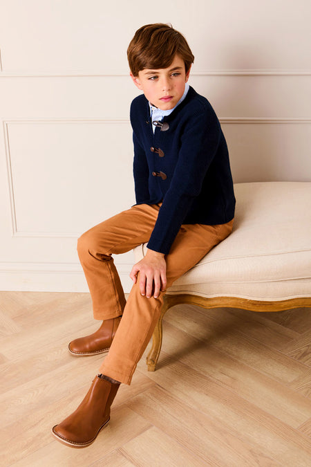 Toggle Fastening Knitted Cardigan in Blue