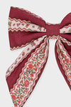 Burgundy Floral Girl Large Bow Clip
