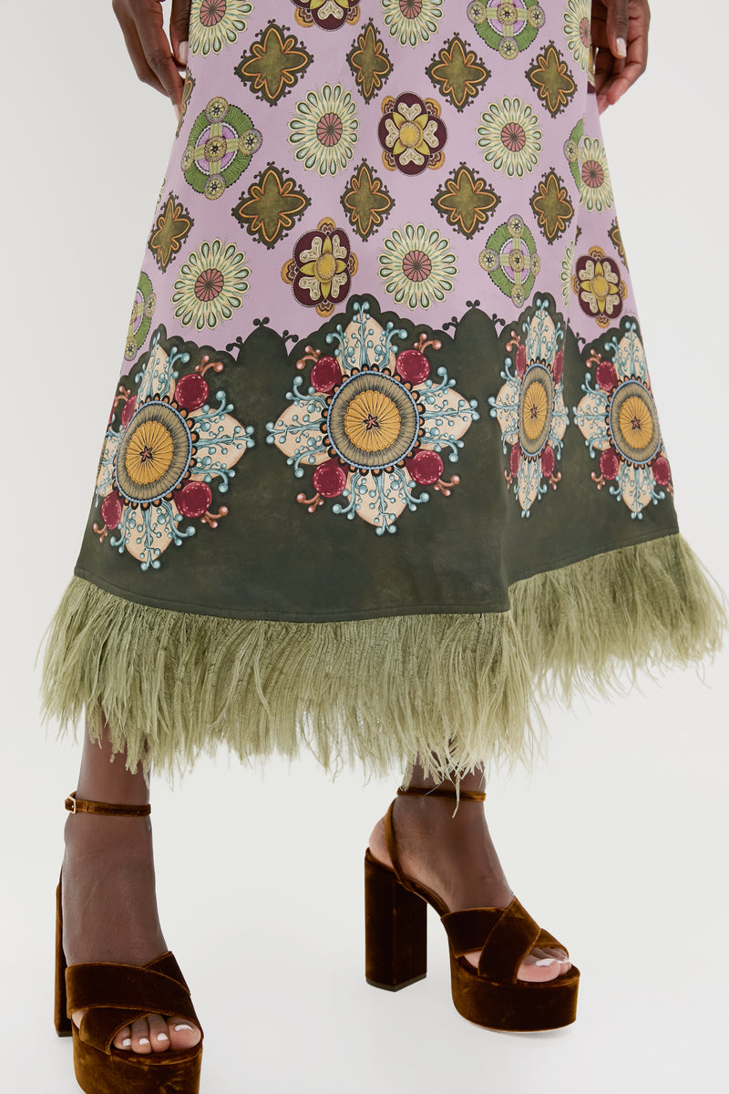 Nucleus Pink Placee Swing Dress with Feathers