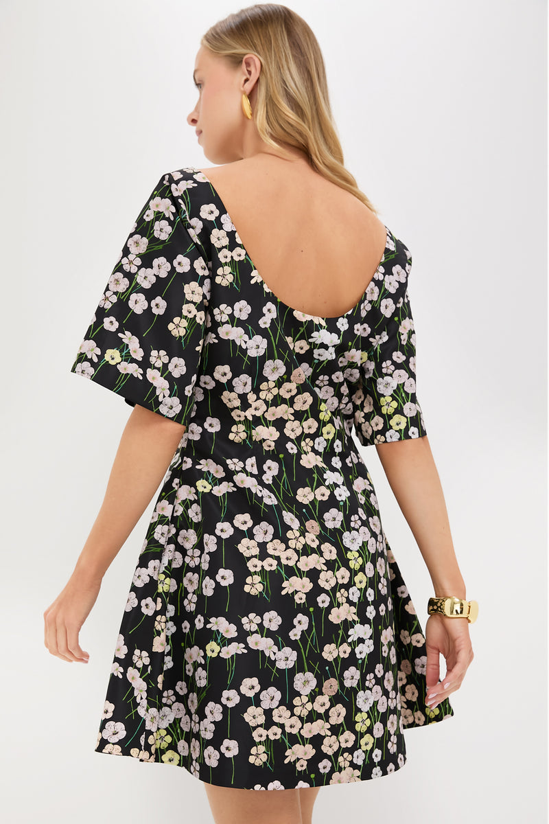 Black Buttercups Short Manou Dress