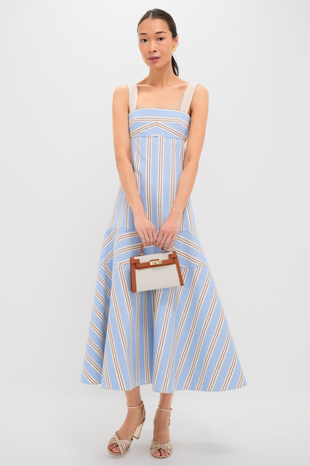 Natural Linen and Tan Hariette Handle Bag