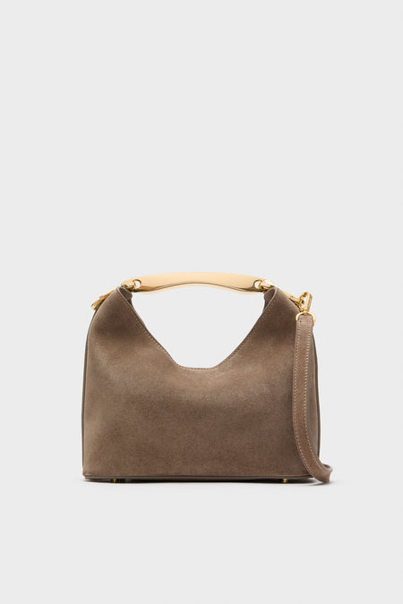 Taupe Suede Small Boomerang Bag