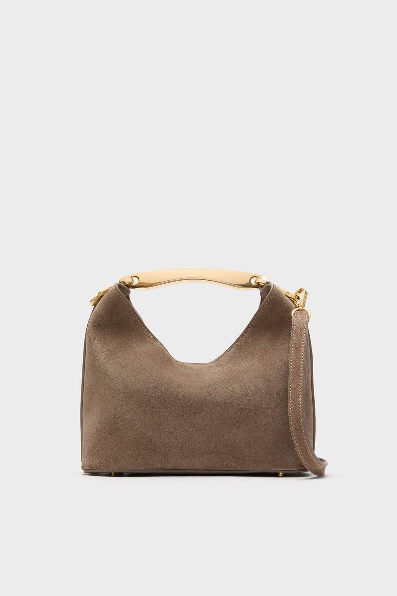 Taupe Suede Small Boomerang Bag
