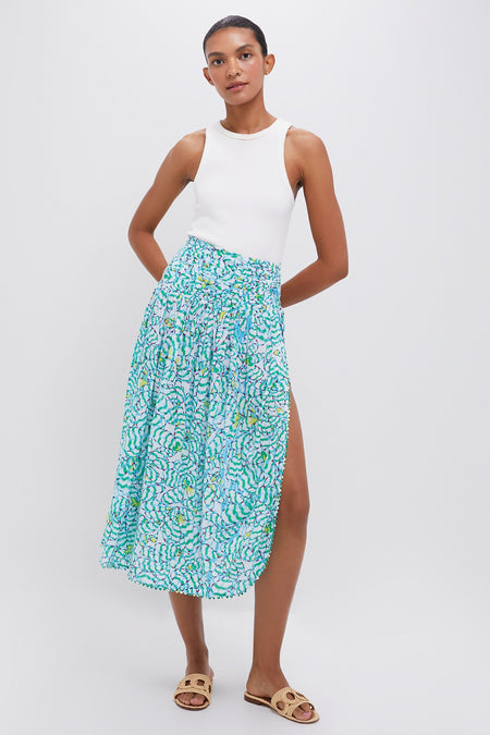 Green Wings Flower Carla Long Skirt