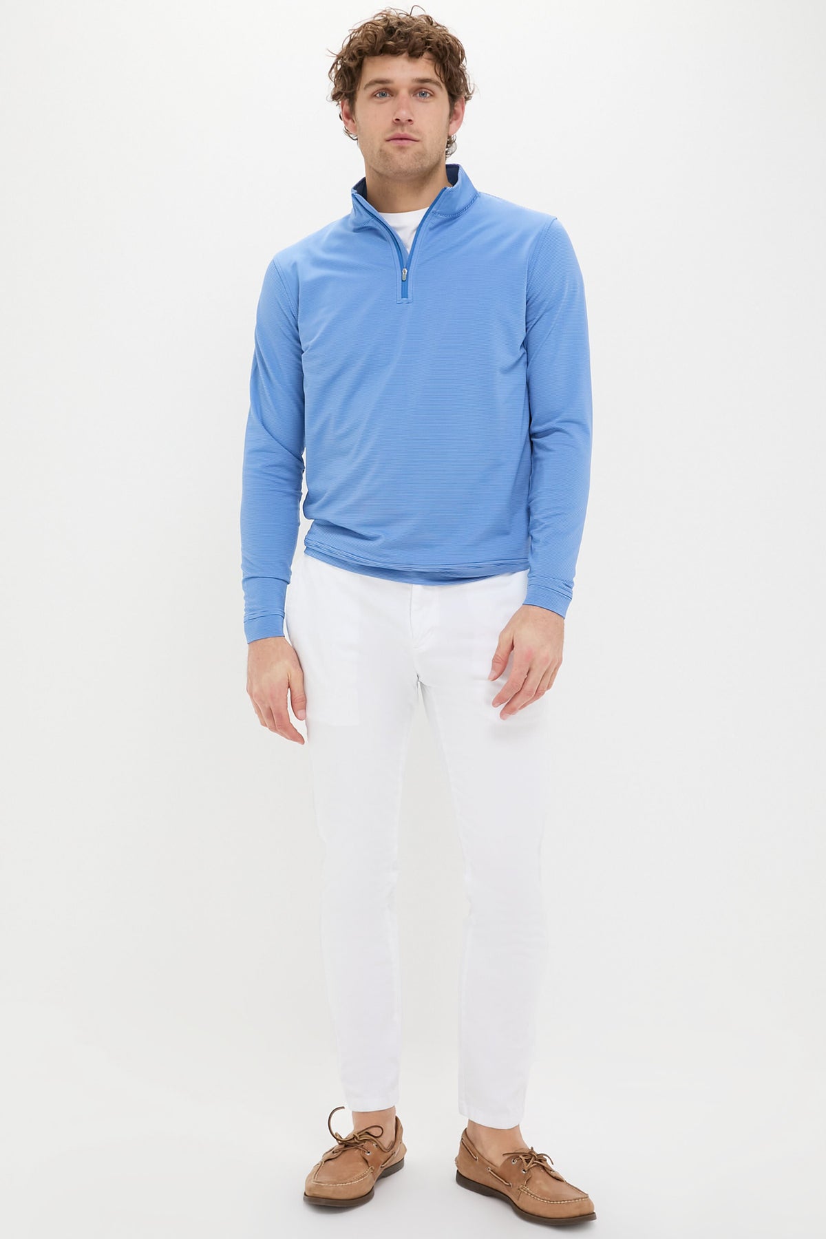 Sailor Blue Perth Sugar Stripe Performance Quarter-Zip