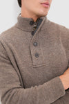 Dark Stone Essential Patch Half Zip Knitted Jumper: Classic, effortless design featuring a ribbed mock neck, branded zip, and leather elbow patches, perfect for a fun, high-end look.