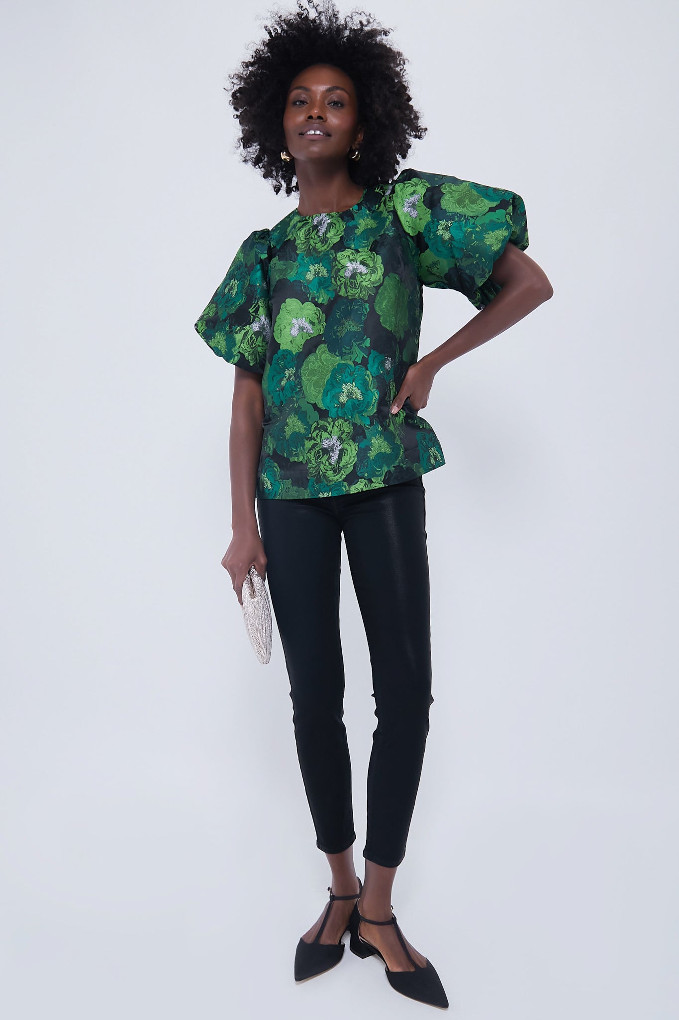 Green Jacquard Lyla Blouse