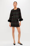 Forest Plaid Wool Fur Cuff Maxine Jacket