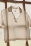 White Performance Jersey Cropped Caroline Polo